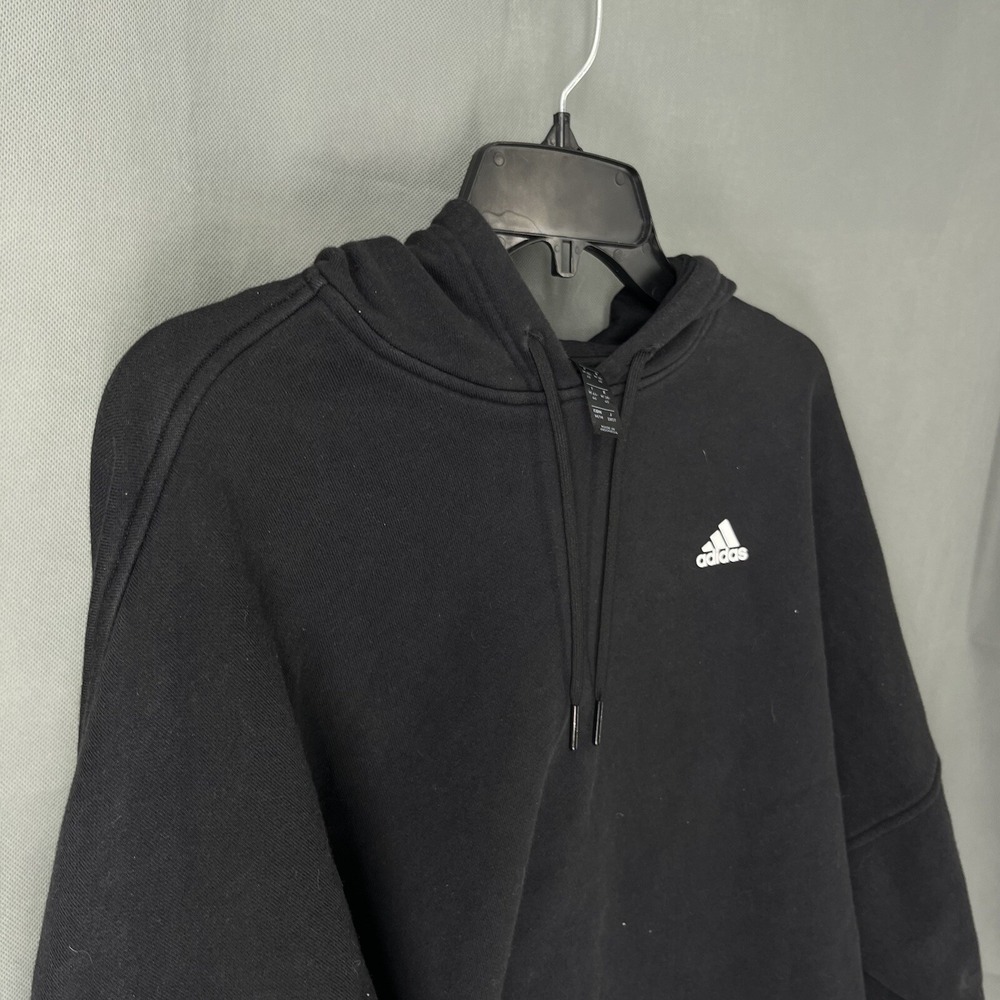 Adidas Hoodie Women's Medium Black Cropped Pullover Cotton Classic Soft - Picture 3 of 6